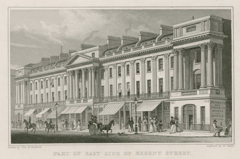 Osa Lontoon Regent Streetin itäosaa tekijältä Thomas Hosmer Shepherd