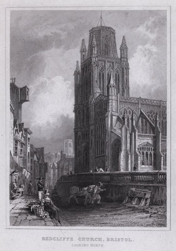 Redcliffe Church, Bristol, katsoa pohjoiseen (kaiverrus) tekijältä Thomas Hosmer Shepherd