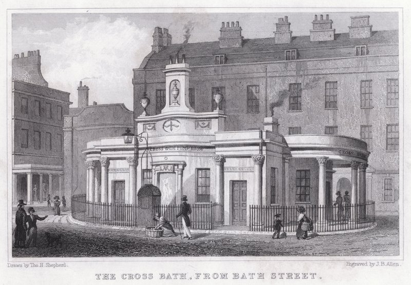 Cross Bath, Bath Streetiltä (kaiverrus) tekijältä Thomas Hosmer Shepherd
