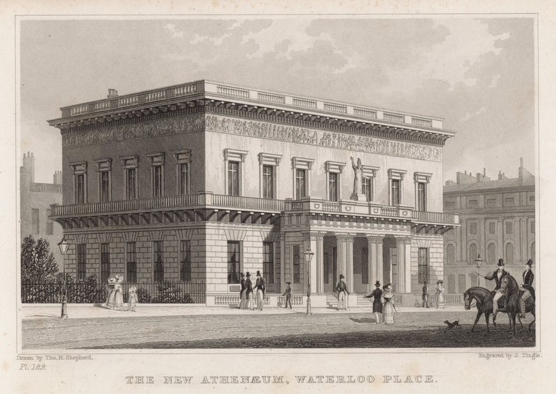Uusi Athenaeum, Waterloo Place, Lontoo tekijältä Thomas Hosmer Shepherd