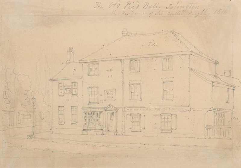 The Old Pied Bull Inn, Islington (muste paperille) tekijältä Thomas Hosmer Shepherd