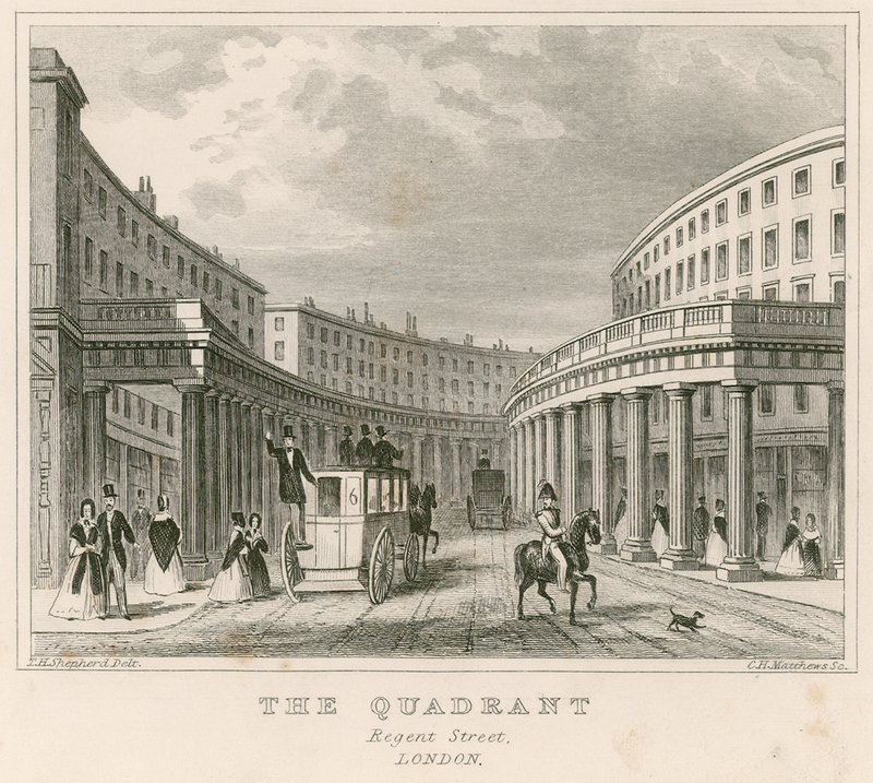 Quadrant, Regent Street, Lontoo tekijältä Thomas Hosmer Shepherd