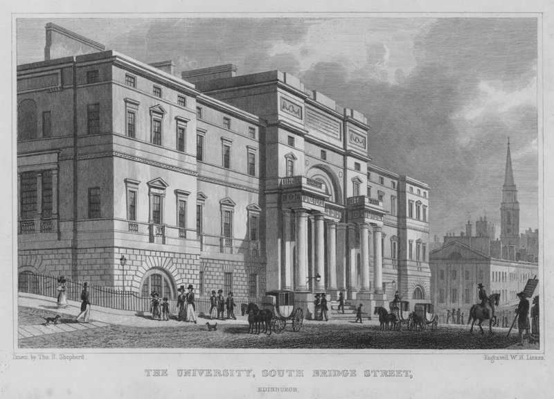 Yliopisto, South Bridge Street, Edinburgh (kaiverrus) tekijältä Thomas Hosmer Shepherd