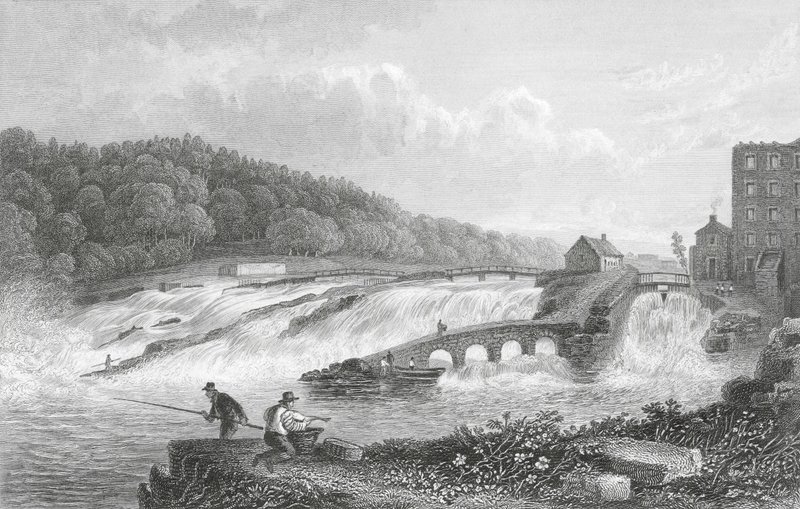 Coleraine Salmon Leap, Co Londonderry (kaiverrus) (kaiverrus) tekijältä Thomas Mann (after) Baynes