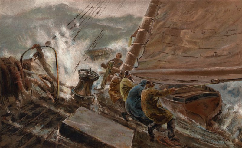 Vaarallinen hetki (chromolitho) tekijältä Thomas Marie Madawaska (after) Hemy