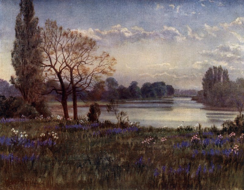 Kew Gardens: Looking up the Thames (väri litho) tekijältä Thomas Mower Martin