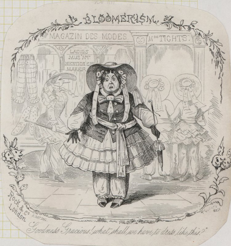 Victorian naisten muoti: bloomers (kaiverrus) tekijältä Thomas Onwhyn