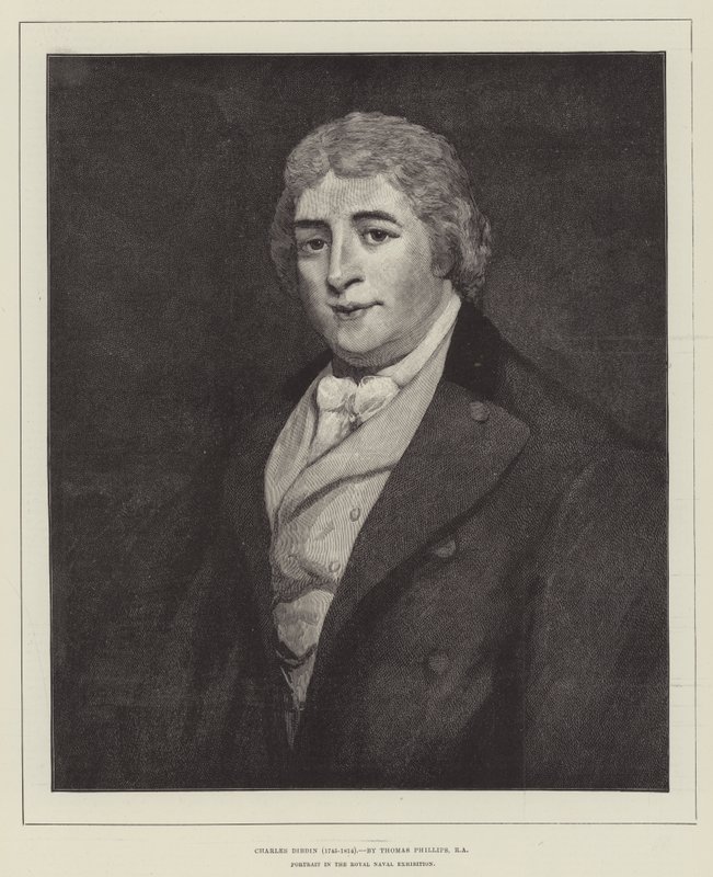 Charles Dibdin (1745-1814), muotokuva kuninkaallisen laivaston näyttelyssä tekijältä Thomas Phillips