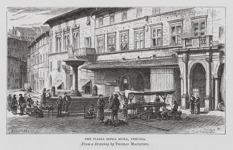 Piazza Sopra Mura, Perugia (kaiverrus) tekijältä Thomas Robert Macquoid