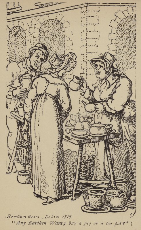 Kaikki keramiikkatavarat; ostaa kannu tai teekannu? tekijältä Thomas Rowlandson