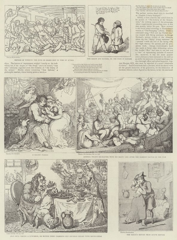 Humoristista taidetta kuninkaallisessa laivastonäyttelyssä tekijältä Thomas Rowlandson
