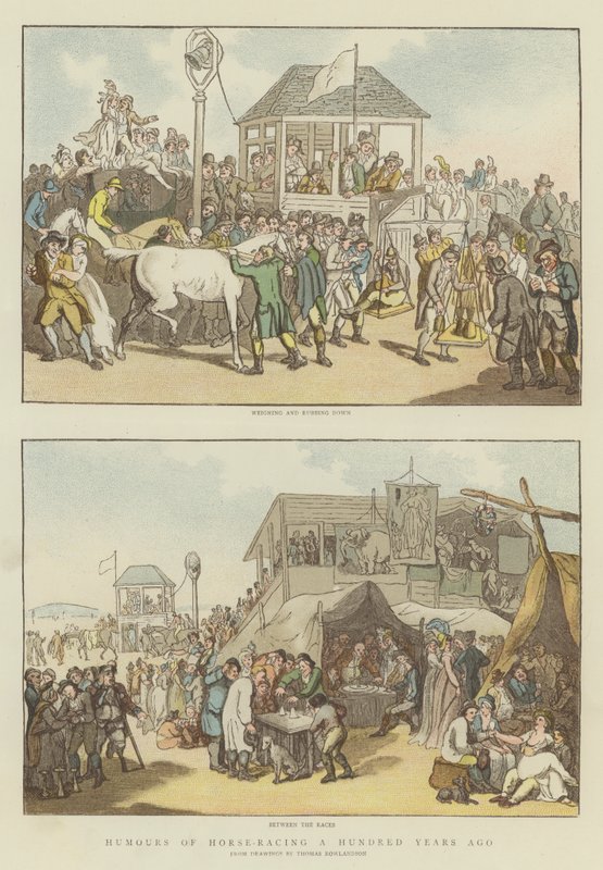 Hevosurheilun huumori sata vuotta sitten (chromolitho) tekijältä Thomas Rowlandson