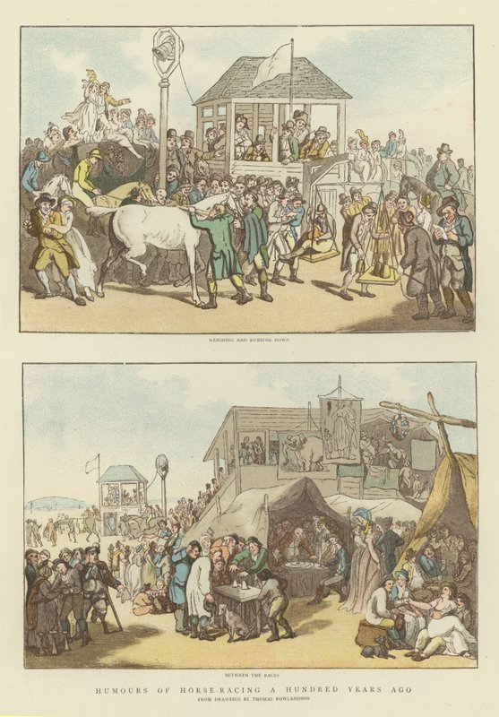 Huumoria hevoskilpailuista sata vuotta sitten tekijältä Thomas Rowlandson