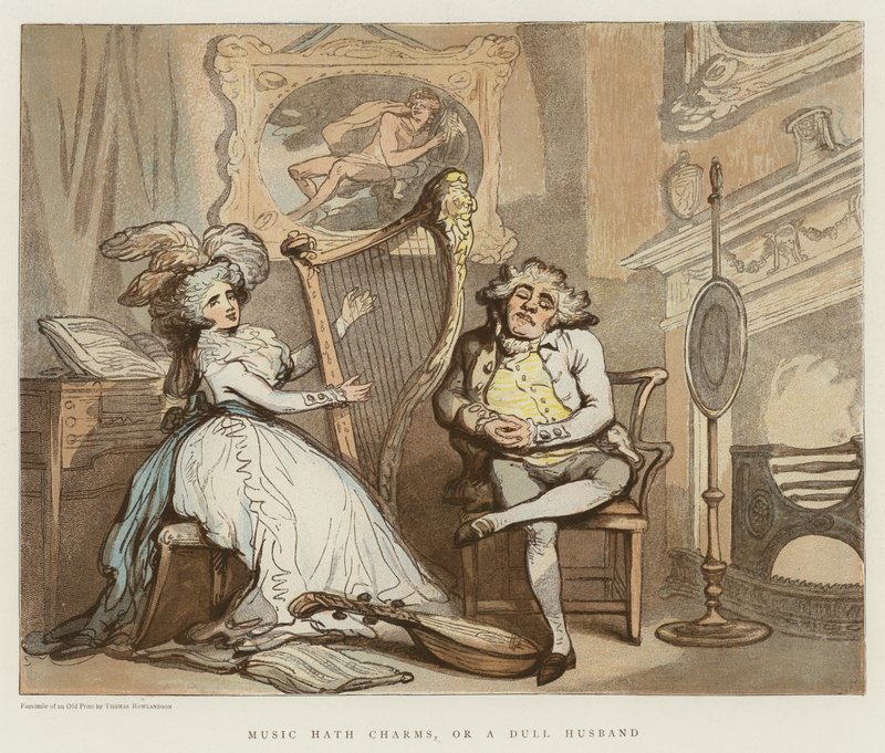 Music Hath Charms tai tylsä aviomies (chromolitho) tekijältä Thomas Rowlandson