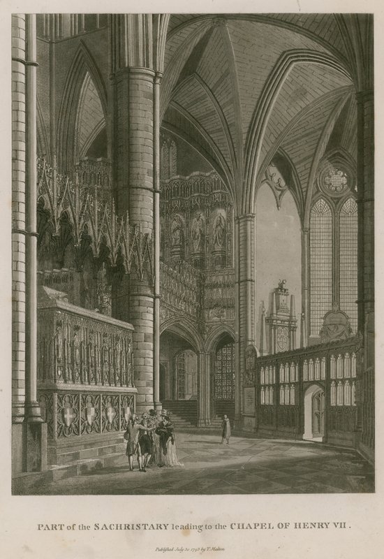 Osa kuningas Henrik VII:n kappeliin johtavasta sakramenttikäytävästä, Westminster Abbey, Lontoo. tekijältä Thomas Snr. Malton