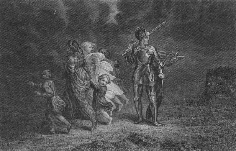 Suurisydän seisoo ottamaan vastaan Paholaisen tekijältä Thomas Stothard