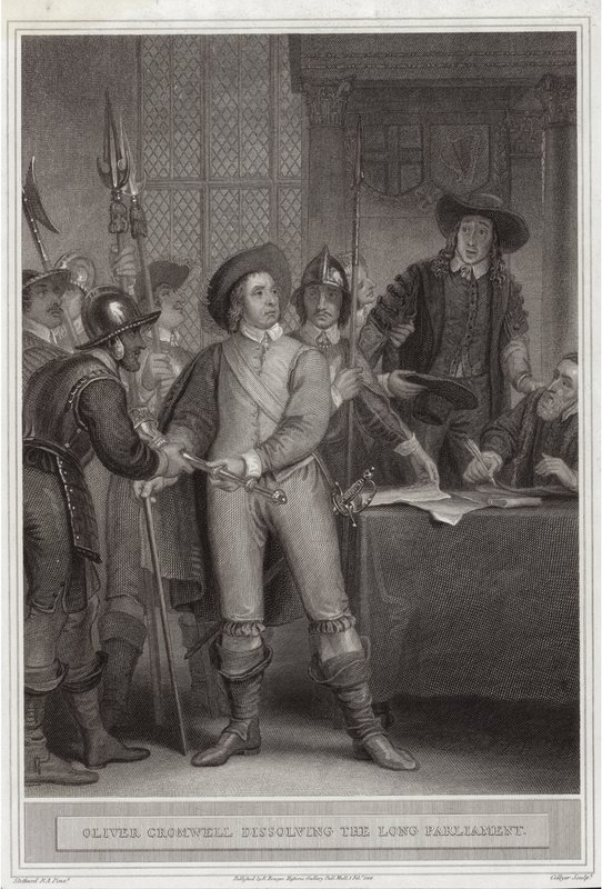 Oliver Cromwell (1599-1658) hajottaa pitkän parlamentin tekijältä Thomas Stothard