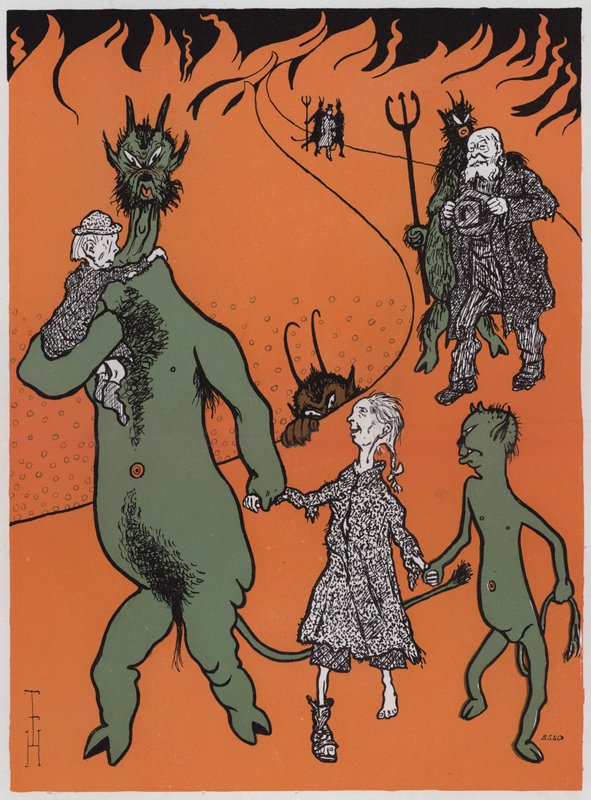 Hiilihätä (värilitho) tekijältä Thomas Theodor Heine