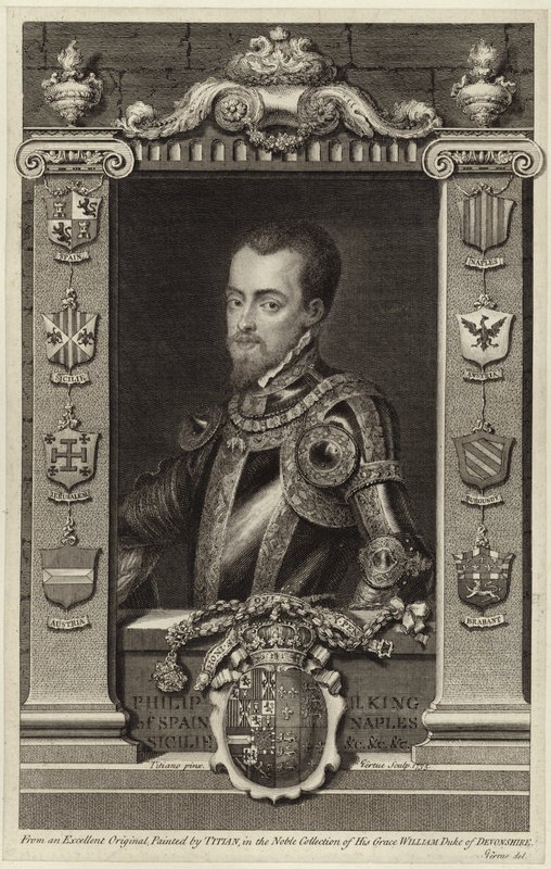 Espanjan kuninkaan Philip II:n muotokuva tekijältä Tiziano Vecelli