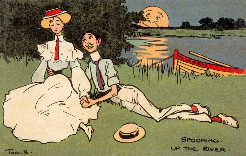 Lusikka ylös jokea (chromolitho) tekijältä Tom Browne