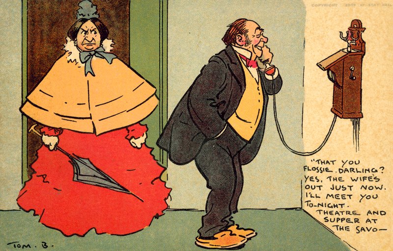 Teatteri ja illallinen Savoyssa (chromolitho) tekijältä Tom Browne