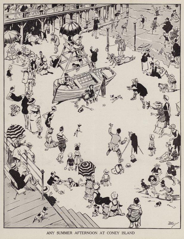 Kesäiltapäivä Coney Islandilla (litho) tekijältä Tony Sarg