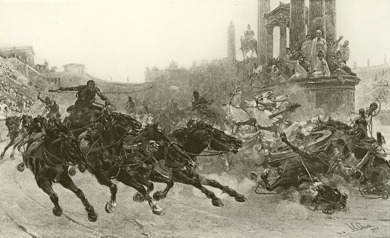 Rooma Trajanuksen alla - vaunukilpailu (syväpaino) tekijältä Ulpiano Checa y Sanz