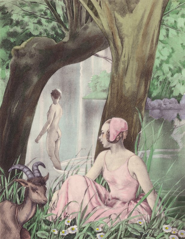 Brunelleschin kuvitus Contes et Nouvelles de La Fontaine -teokseen (väriliitos). tekijältä Umberto (after) Brunelleschi