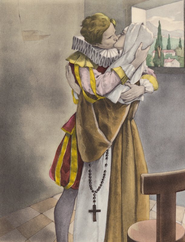 Brunelleschin kuvitus Contes et Nouvelles de La Fontaine -teokseen (väriliitos). tekijältä Umberto (after) Brunelleschi