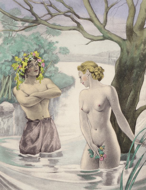 Brunelleschin kuvitus Contes et Nouvelles de La Fontaine -teokseen (väriliitos). tekijältä Umberto (after) Brunelleschi