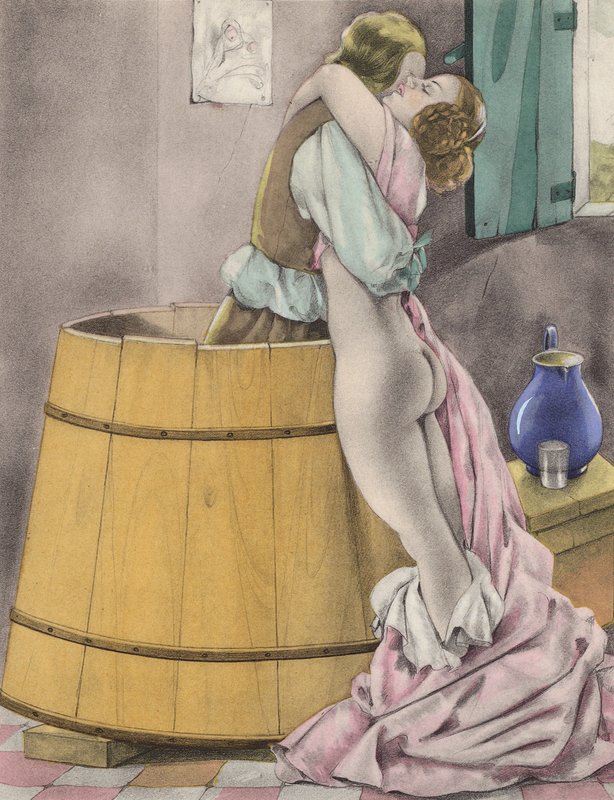 Brunelleschin kuvitus Contes et Nouvelles de La Fontaine -teokseen (väriliitos). tekijältä Umberto (after) Brunelleschi