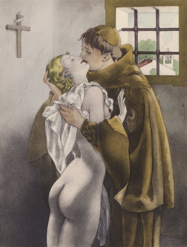 Brunelleschin kuvitus Contes et Nouvelles de La Fontaine -teokseen (väriliitos). tekijältä Umberto (after) Brunelleschi
