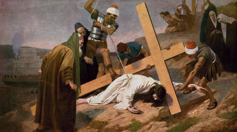 Jeesus kaatuu kolmannen kerran kantaessaan ristiään tekijältä Unbekannt Unbekannt