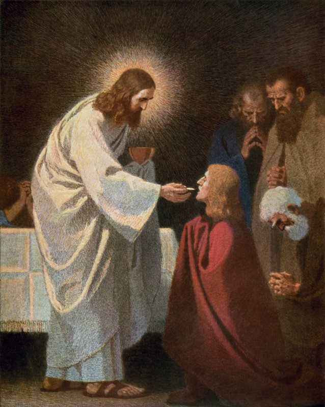 Jeesus antoi ehtoollisen Pyhälle Johannekselle tekijältä Unbekannt Unbekannt