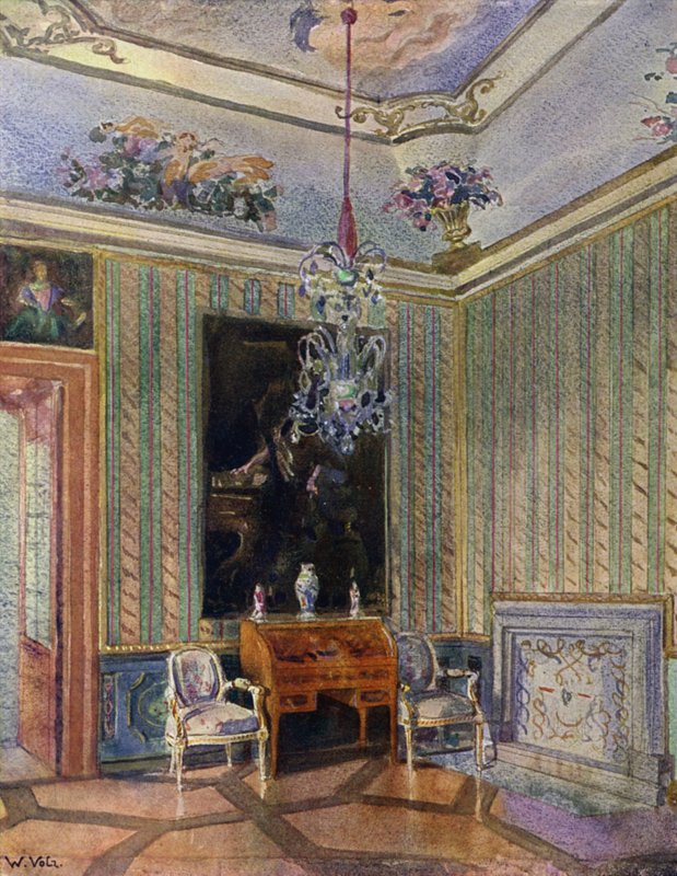 Vastaanottohuone Castle Favoritessa, Badenissa, Ludvig XVI:n koristelu, noin 1770 tekijältä Unbekannt Unbekannt