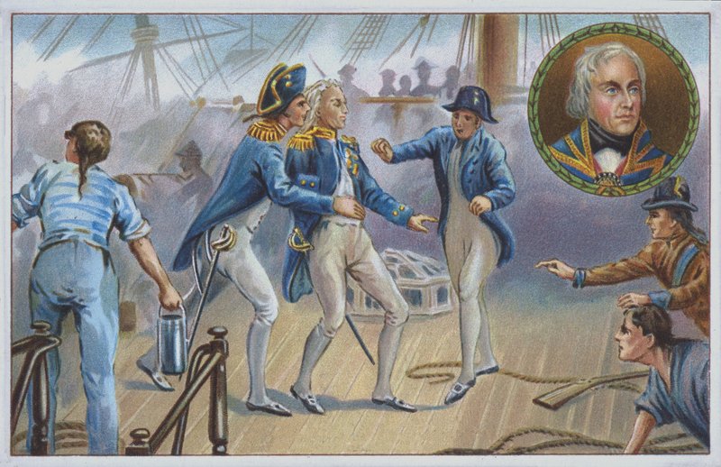 Lordi Nelson haavoittui Trafalgarin taistelussa vuonna 1805. (chromolitho) tekijältä Unknown artist