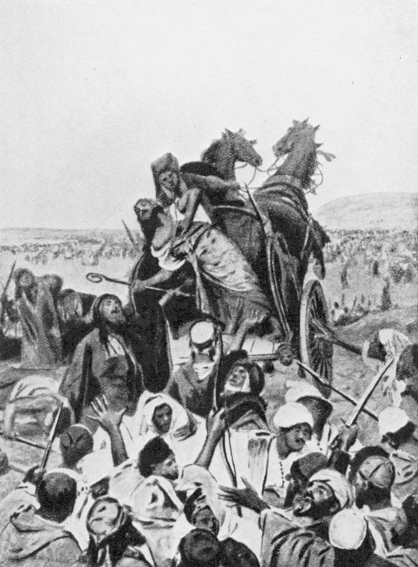 Ramoth-Gileadin taistelu 853 eaa. (litografia) tekijältä Vaclav (1851 1901) (after) Brozik