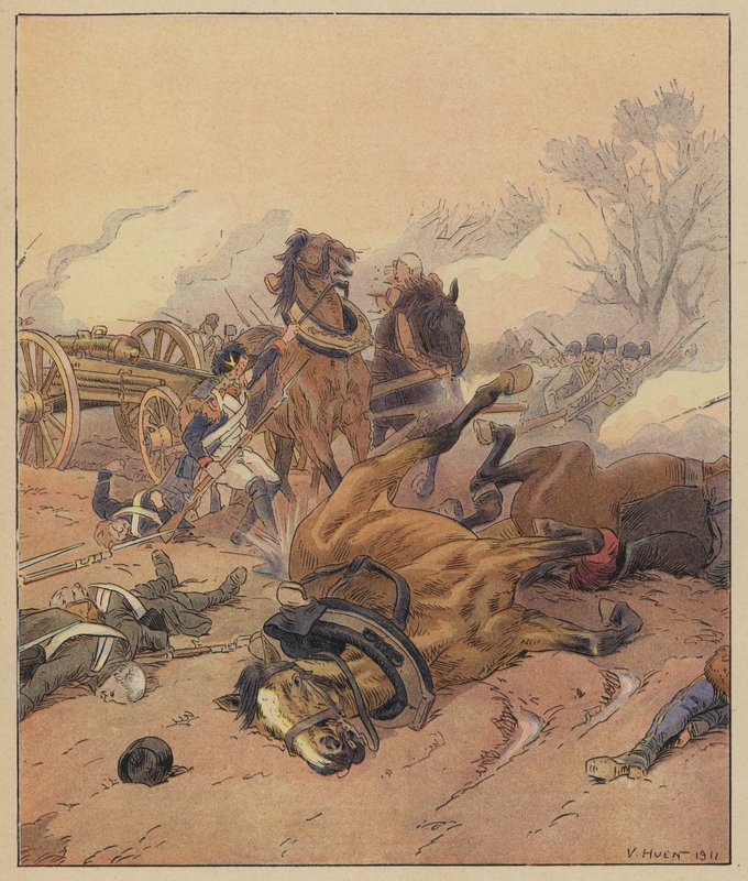 Ranskalaiset joukot vangitsemassa vihollislinjoja Wissembourgin taistelussa, Ranskan vallankumoussodat, 1793 tekijältä Victor Huen