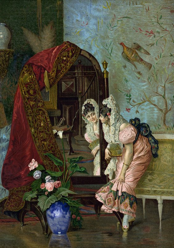 Coquetry (chromolitho) tekijältä Vincente Gonzalez Palmaroli