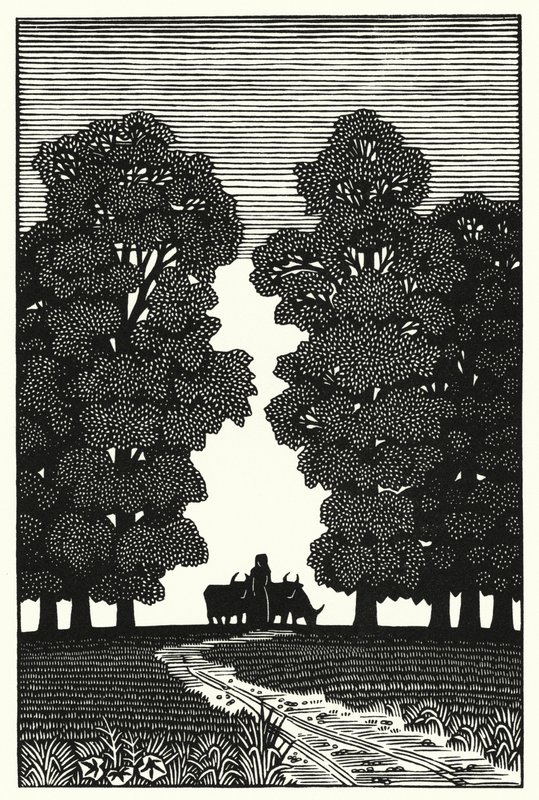 Kuvitus Thomas Hardyn Tess Of The D’Urbervillesiin (kaiverrus) tekijältä Vivien Gribble