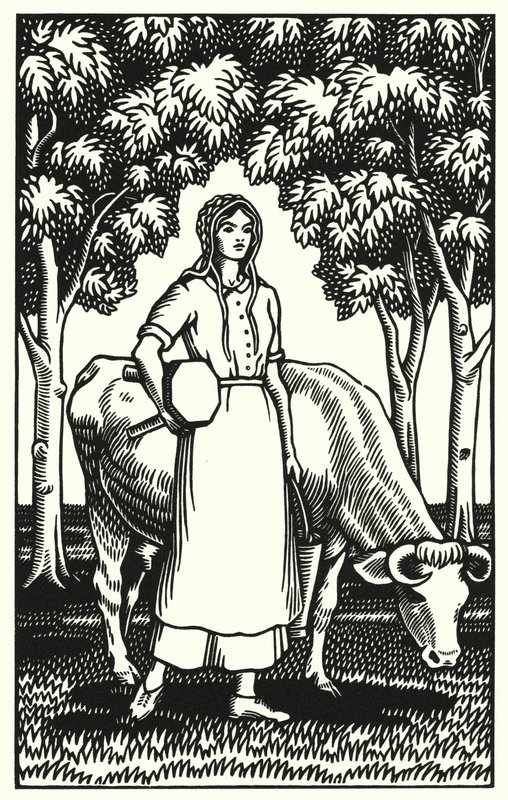 Kuvitus Thomas Hardyn Tess Of The D’Urbervillesiin (kaiverrus) tekijältä Vivien Gribble