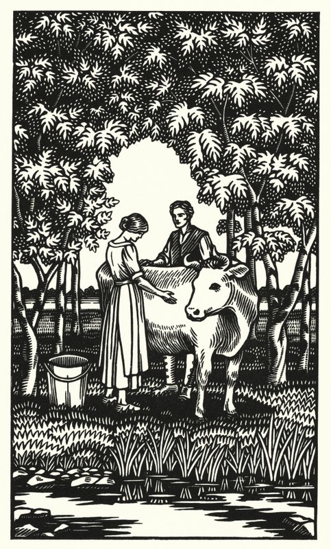 Kuvitus Thomas Hardyn Tess Of The D’Urbervillesiin (kaiverrus) tekijältä Vivien Gribble