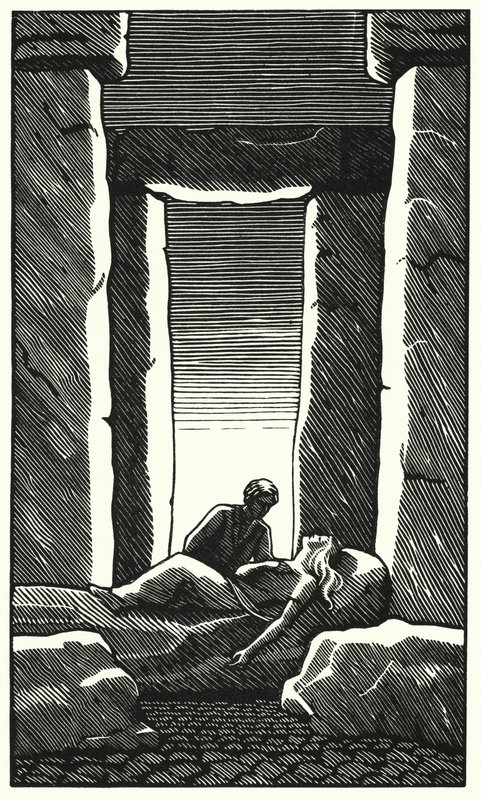 Kuvitus Thomas Hardyn Tess Of The D’Urbervillesiin (kaiverrus) tekijältä Vivien Gribble