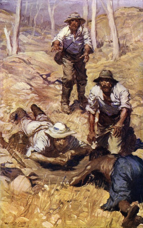 Kapteeni Gray ja hänen porukkansa löytävät vettä (värinen lito) tekijältä W.R.S. (after) Stott