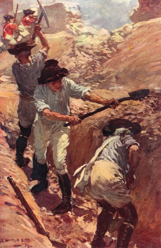 Clive in the Trenches at Arcot (väri litho) tekijältä W.R.S. (after) Stott