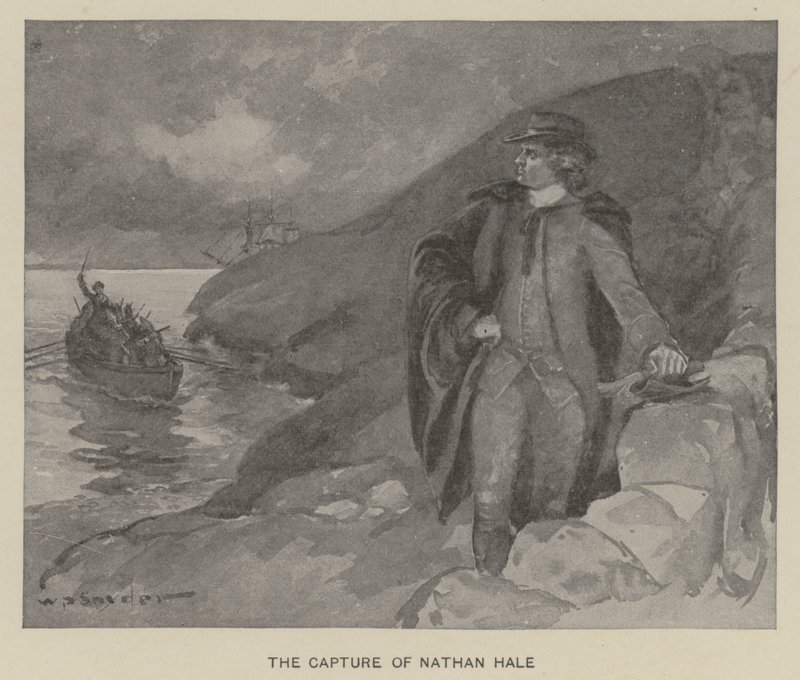 Nathan Halen vangitseminen (litho) tekijältä W. P. Snyder