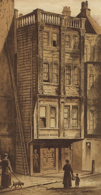 Vanha talo, Aldgate (chromolitho) tekijältä Waldo Sargeant