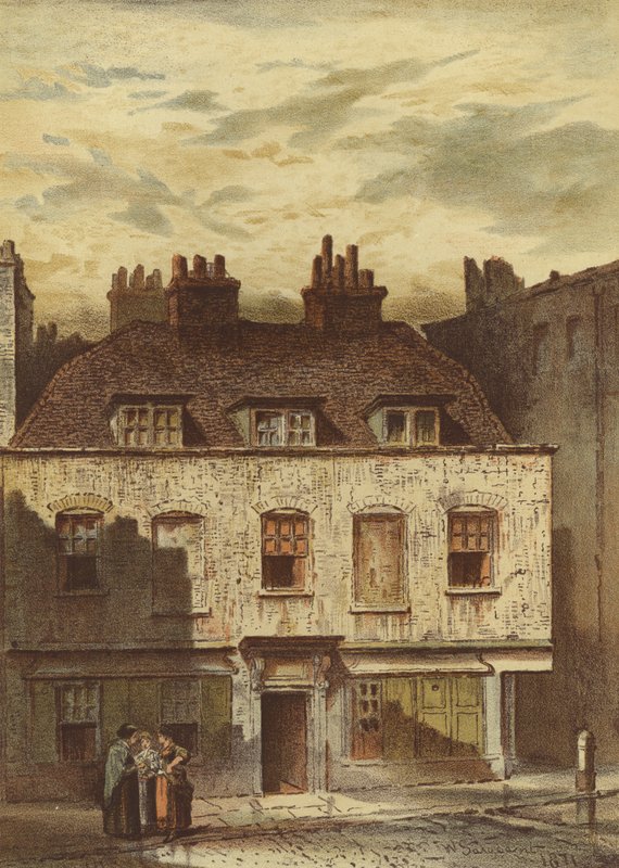 Vanhat talot, Dyott Street, Bloomsbury (chromolitho) tekijältä Waldo Sargeant