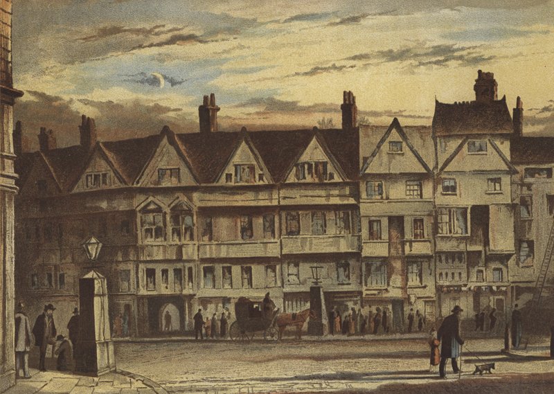 Vanhat talot, Holborn Bars (chromolitho) tekijältä Waldo Sargeant
