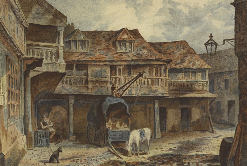 The Tabard Inn, Southwark (chromolitho) tekijältä Waldo Sargeant